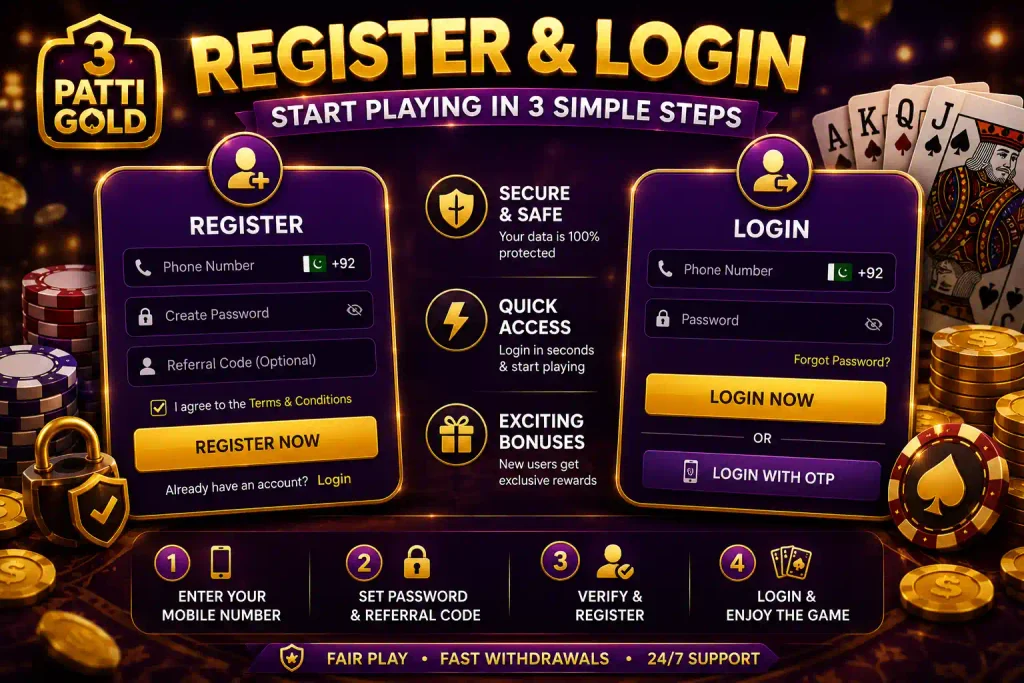 Teen Patti gold register and login guide